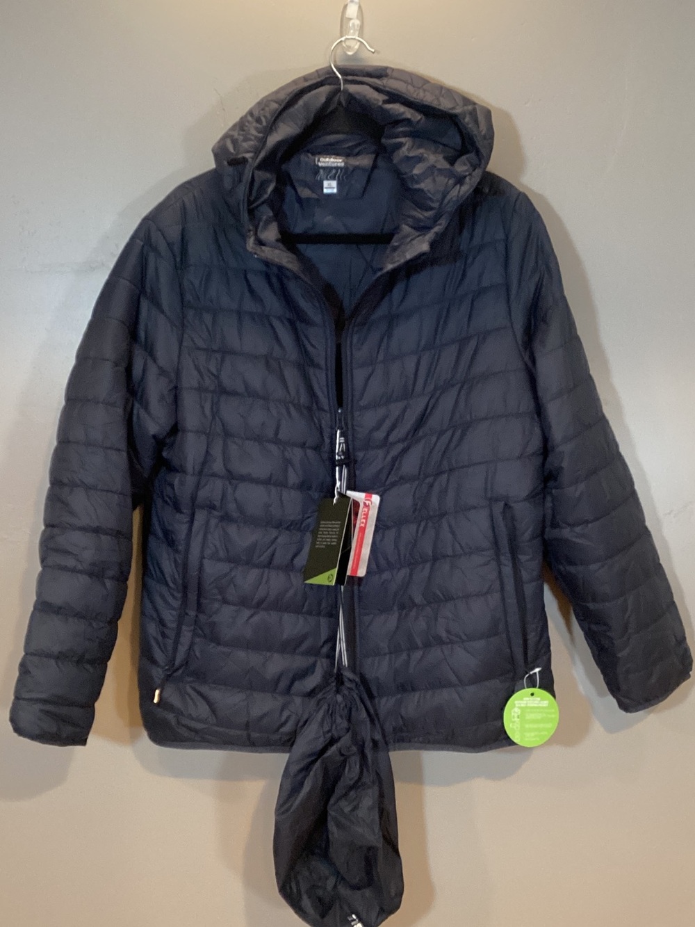 Lightweight Packable Quilted Hooded Jacket - Black